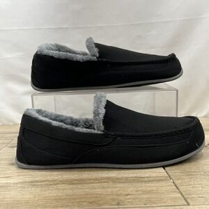 Deer Stags Spun Moccasin Slippers - Black Suede Men's Size 14M